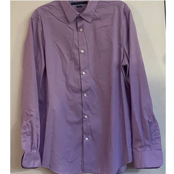 Perry Ellis Mens Shirt Size L Lavender Cotton Non Iron Long Sleeve - Picture 4 of 7